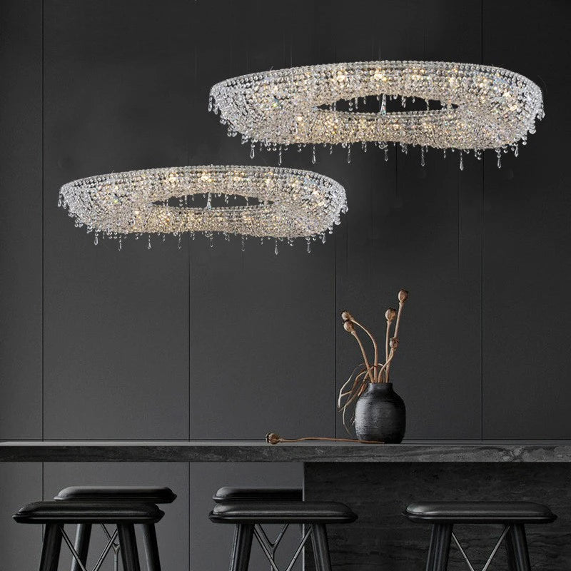 lustre créatif élégant en cristal transparent pour intérieur
