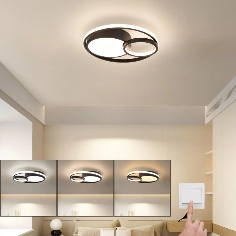 plafonnier led moderne 3 couleurs pour intérieur maison