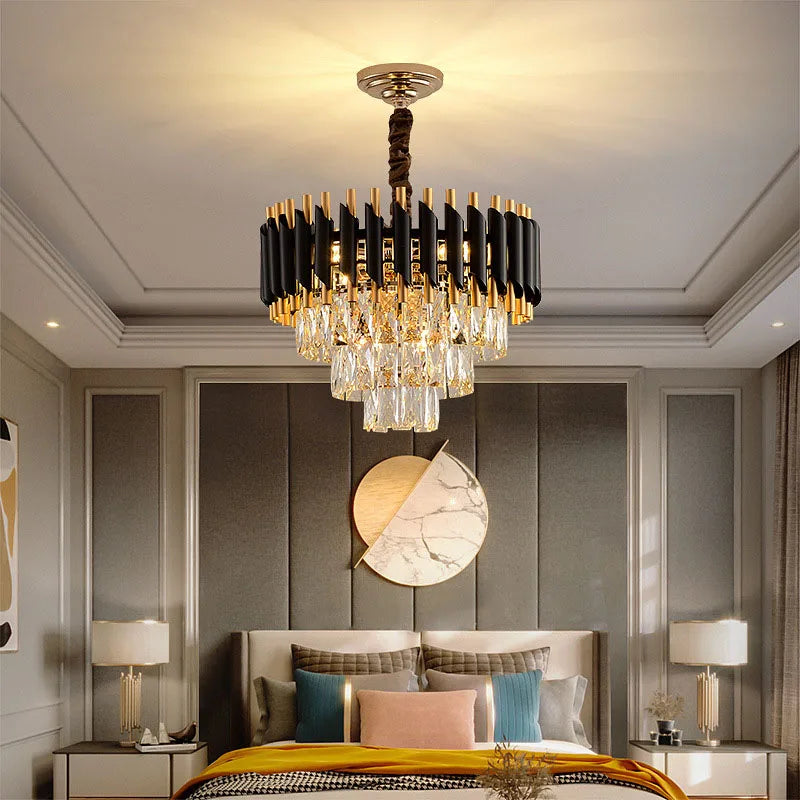 lustre en cristal luxueux avec éclairage led pour intérieur