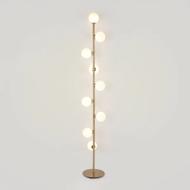 Lampadaire boule de verre blanc à 9 têtes