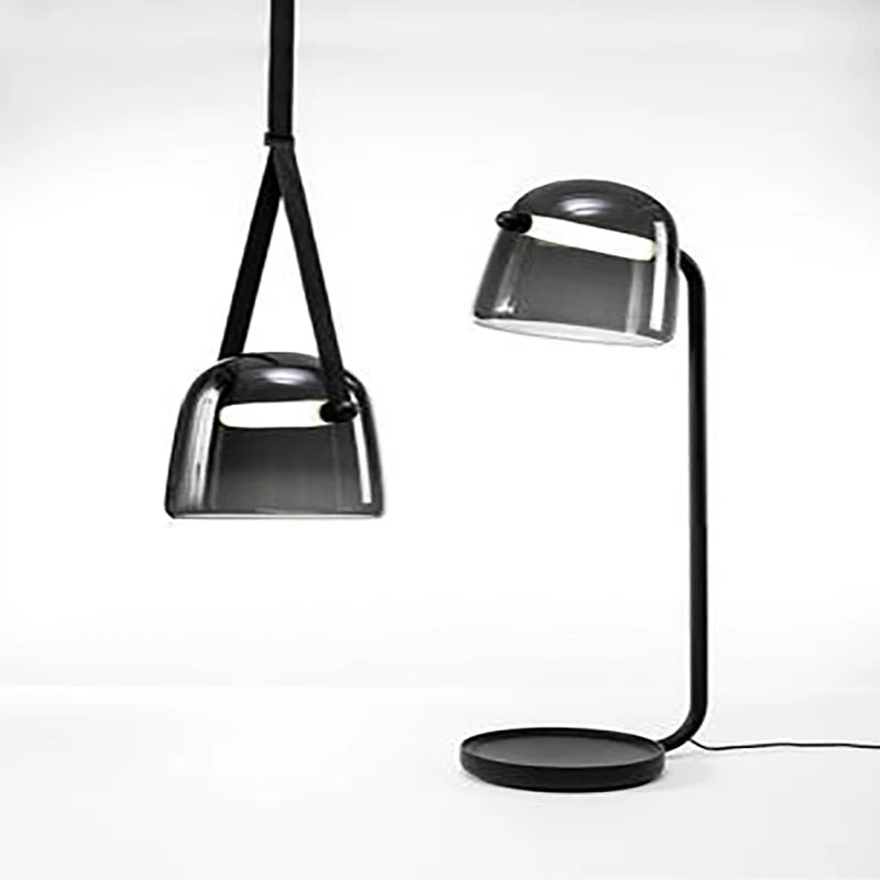 Suspension en verre fumé design moderne led bracelet en cuir lampe suspendue cuisine salon décoration luminaires