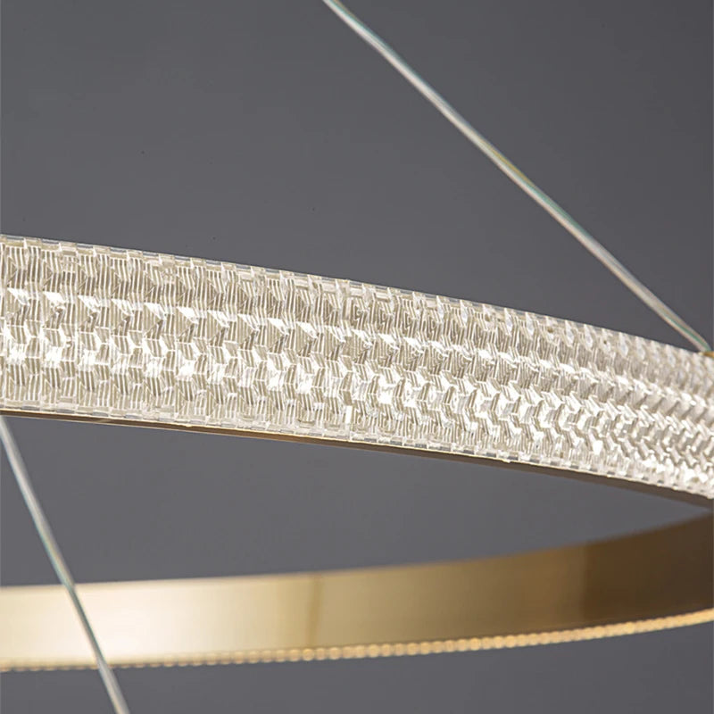 lustre à anneaux en cuivre réglable pour