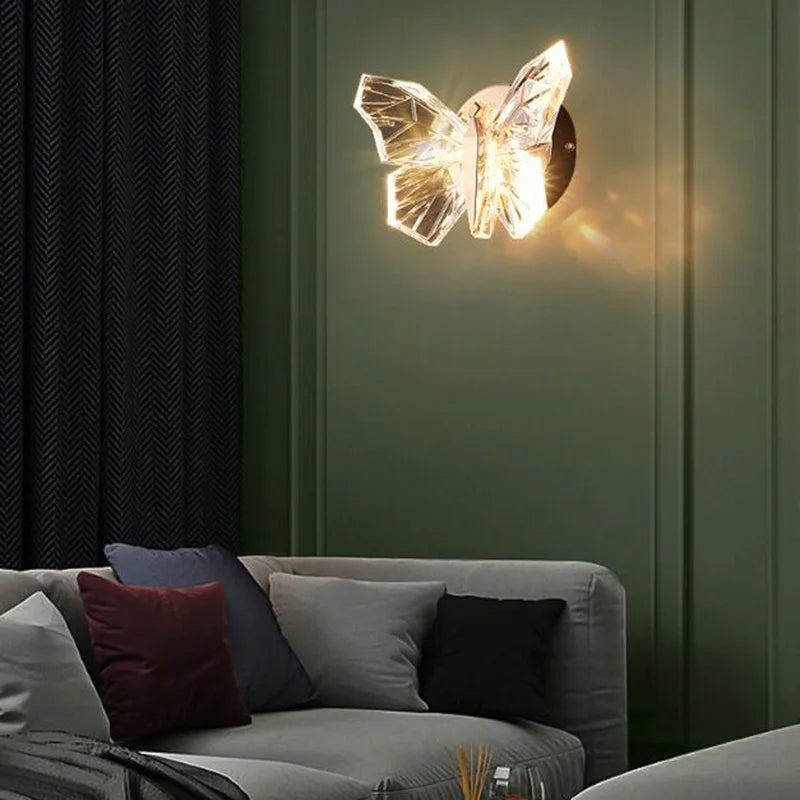 applique murale LED cristal papillon de luxe