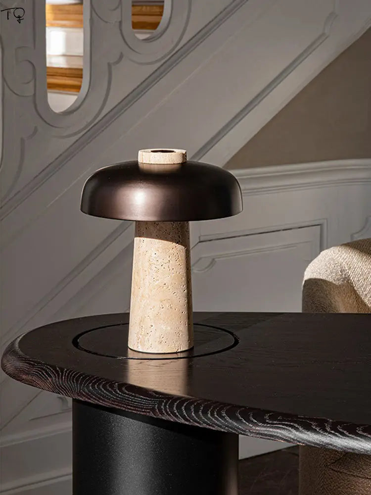 Lampe designer wabi-sabi jaune grotte pierre