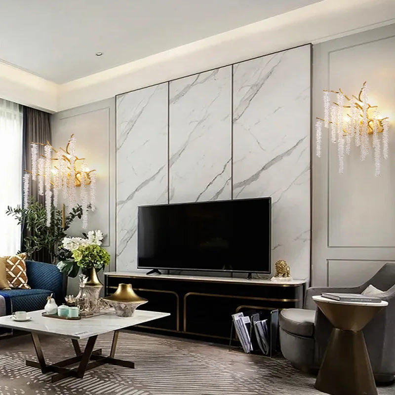 applique murale led moderne design art déco branches de fleurs de cerisier