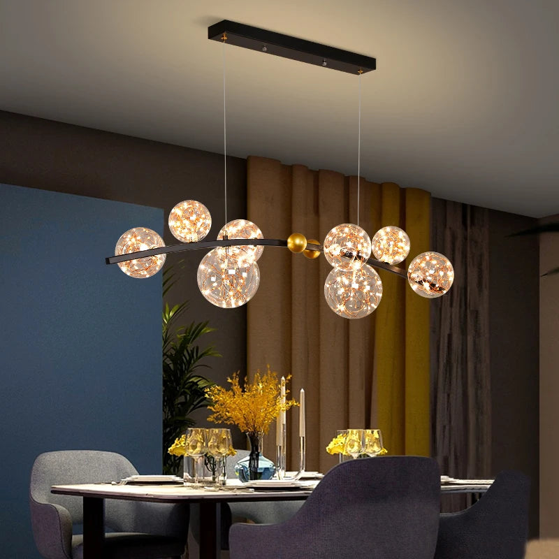 suspension led nordique boule de verre clair pour bar restaurant