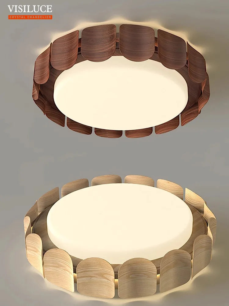 plafonnier moderne wabi-sabi en bois pour intérieur design