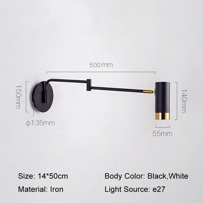 applique murale led modernes avec interrupteur tactile réglables