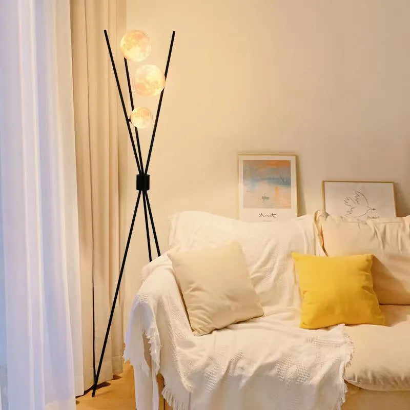 Lune Lampadaire Designer LED 3D Boule Salon Canapé Chambre Art Décoration Station Lampe Nordique Trépied Luminaires D'intérieur