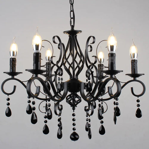 lustre vintage en cristal et fer forgé pour un éclairage élégant