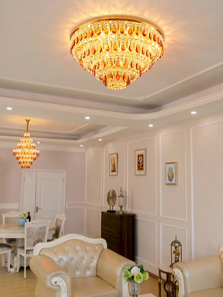 lustre dimmable en cristal design pour intérieur moderne