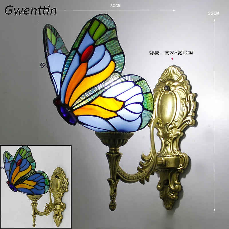 applique murale tiffany papillon décor méditerranéen vitrail miroir