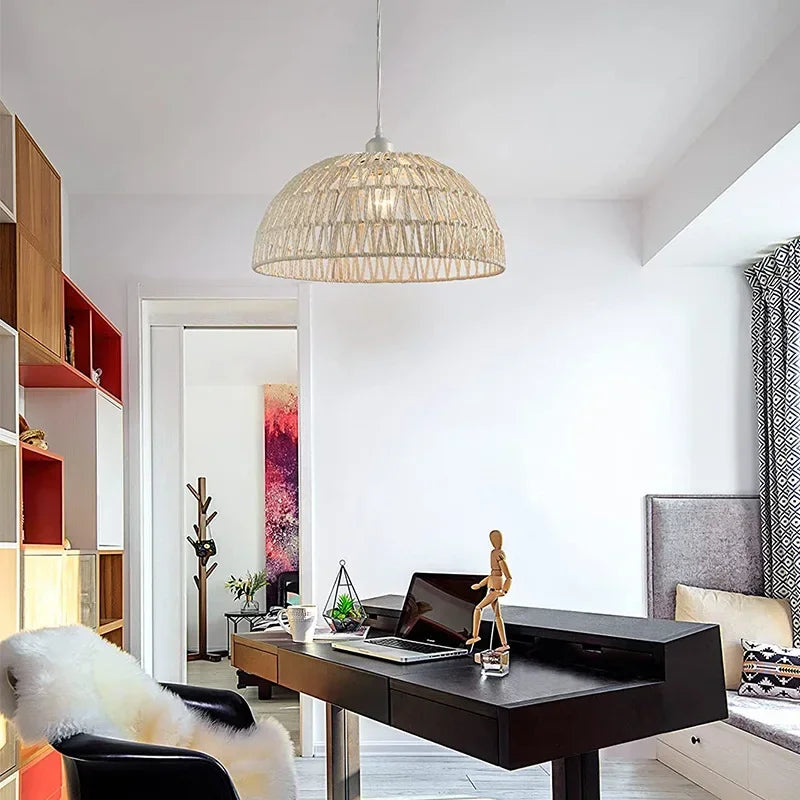 Lustre en corde de chanvre de style japonais