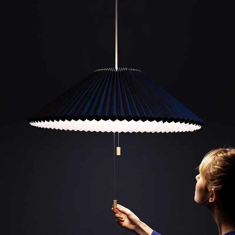 lustre moderne design parapluie en tissu plissé déformé led