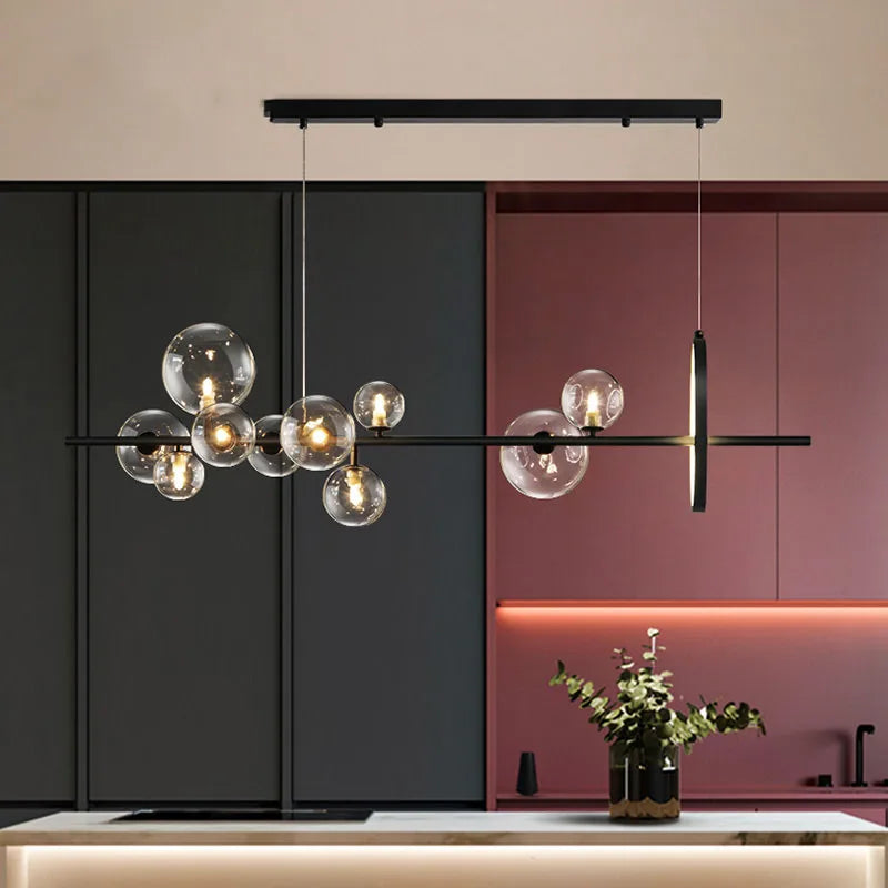 lustre led moderne en verre bulle avec cordon réglable