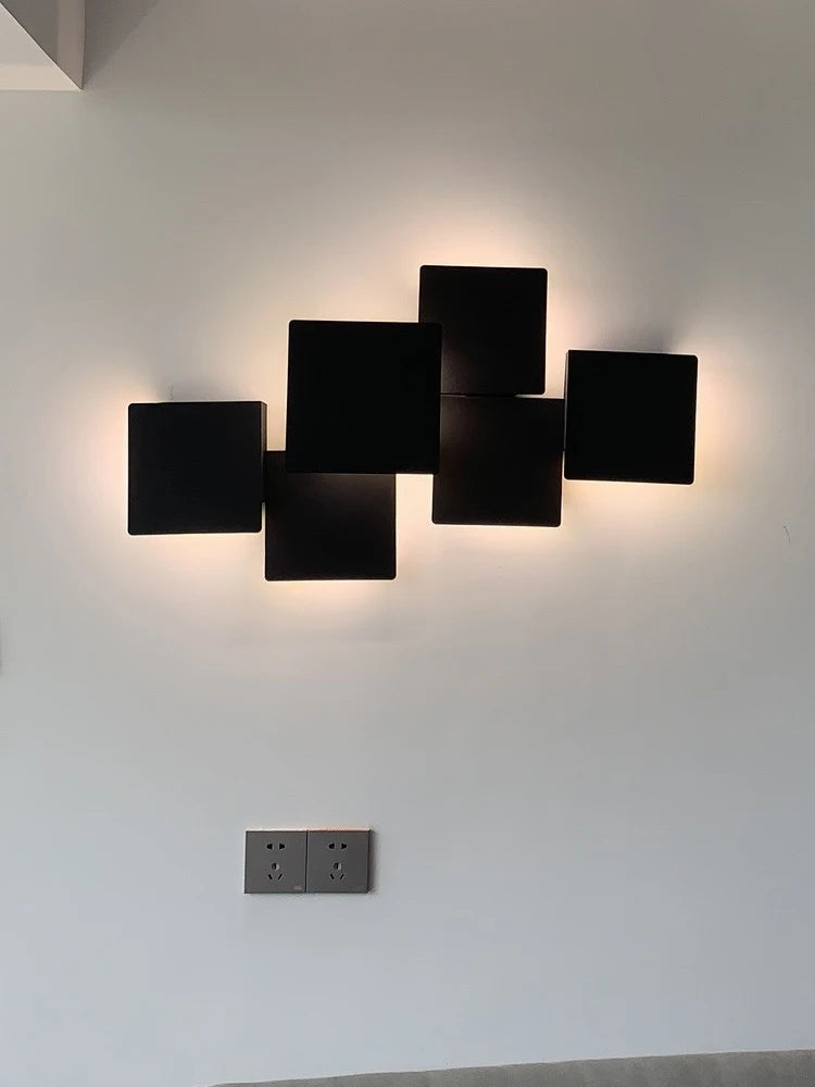 applique muraleGradation Simple noir blanc carré nouveau moderne LED salon salle à manger chambre chevet allée Hall lumières éclairage intérieur