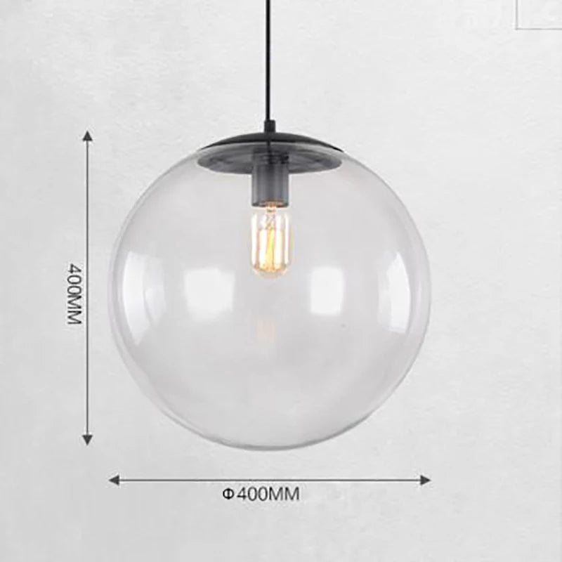 Suspension boule de verre minimaliste nordique moderne