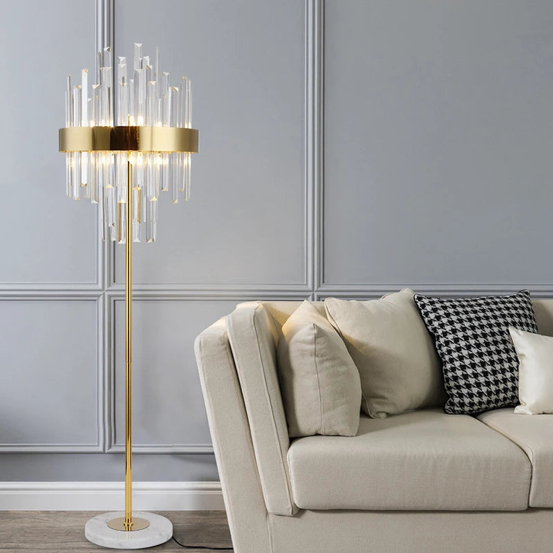lampadaire post-moderne nordique en cristal doré led luxe