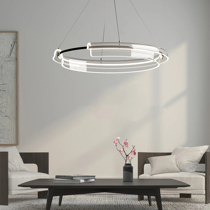 lustre design led de luxe avec anneau simple dimmable