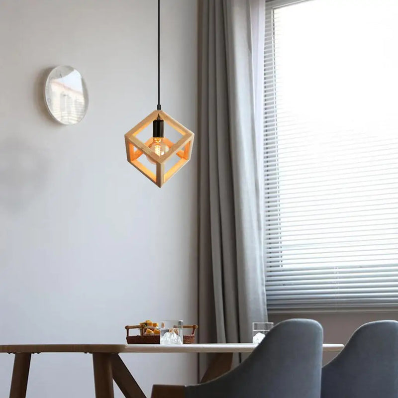 suspension vintage nordique en bois pour éclairage intérieur