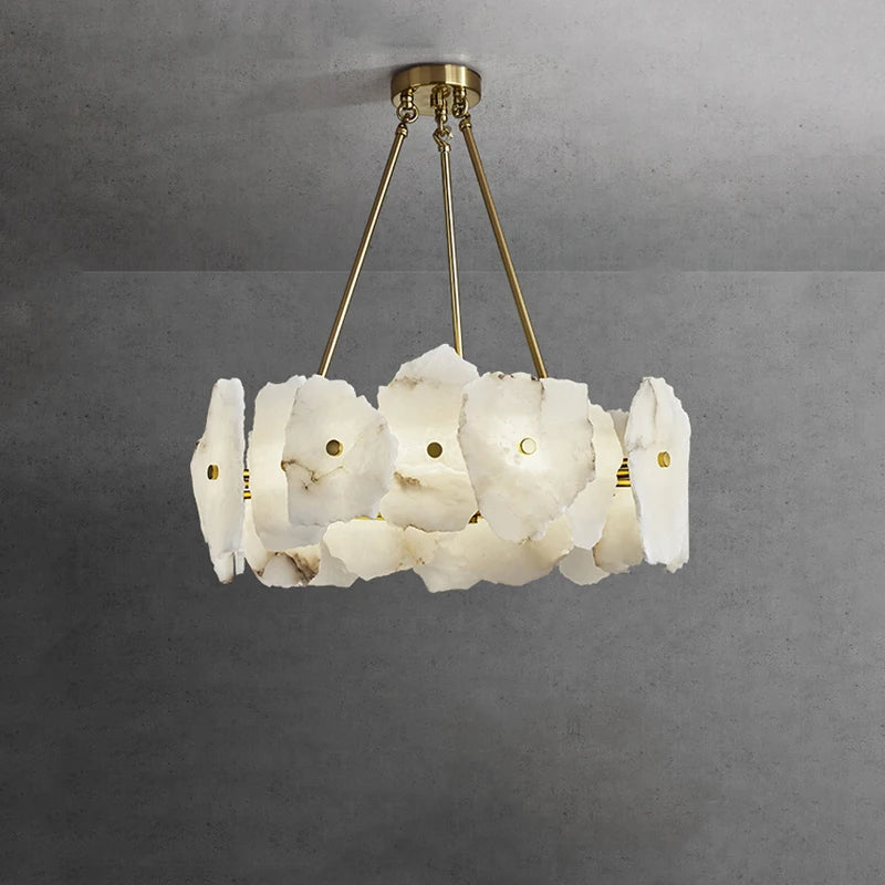 lustre créatif en tranche de marbre avec suspension led