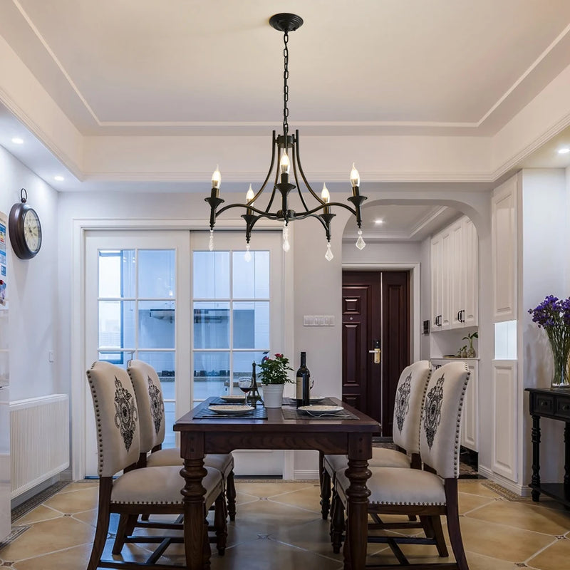 Lustre en Fer Forgé avec Bougies