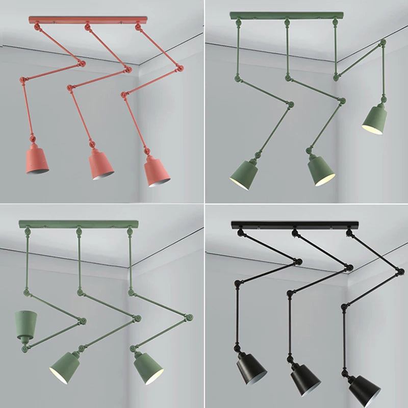 Suspension rotatives nordiques avec bras longs réglables salle à manger Restaurant café Bar lampe pliante éclairage de décoration intérieure E27