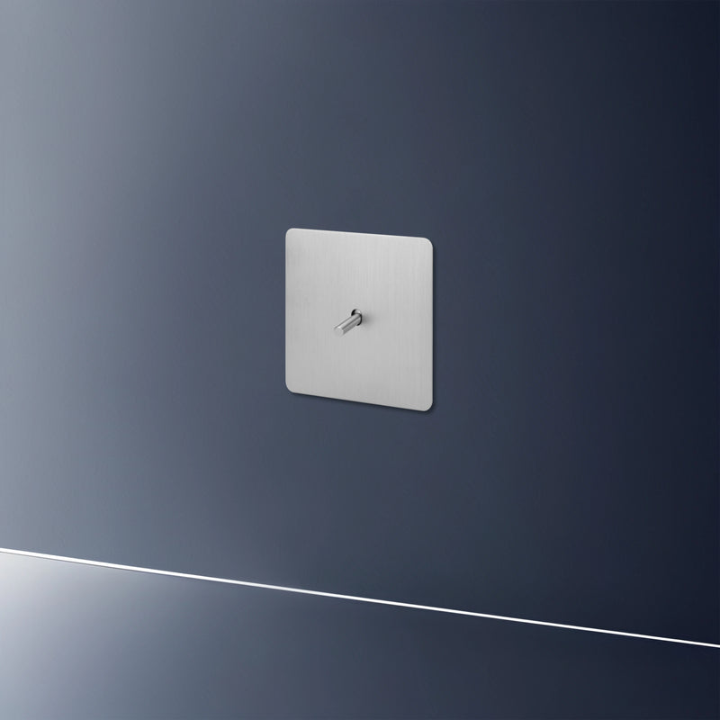 Interrupteur simple 1 voie intermédiaire switch en acier gris clair brossé bords arrondis