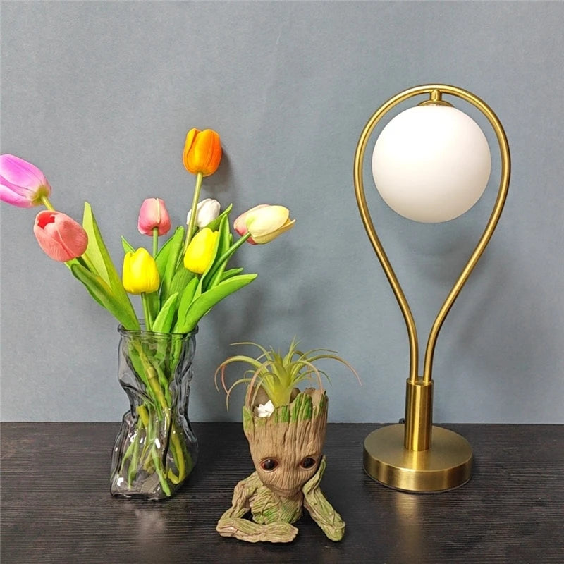 lampes de sol led artistiques en forme de raquette avec boule de verre