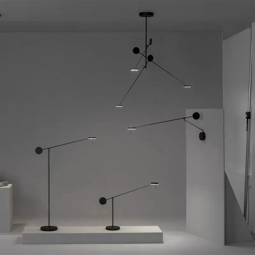 suspension minimaliste en métal noir pour décoration intérieure