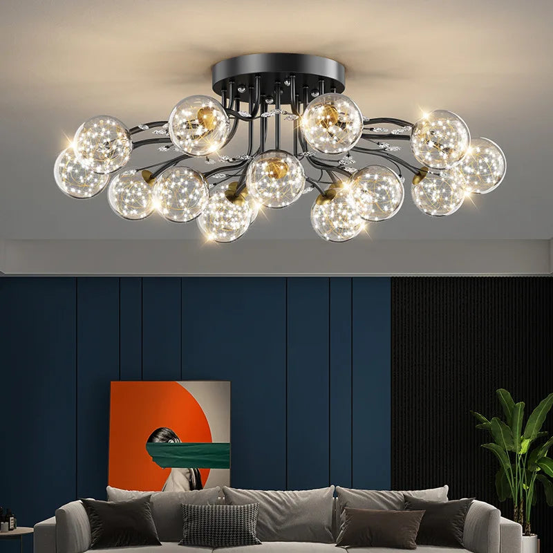 lustre en boule de verre nordique doré luminaire décoratif d'intérieur
