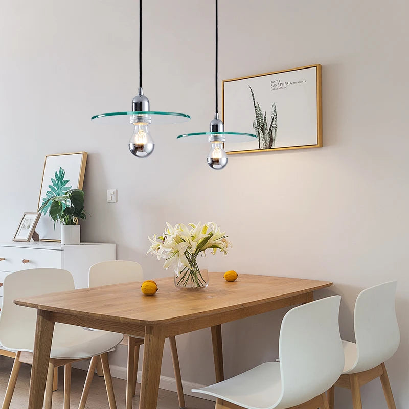 lustre en verre ovni rétro minimaliste pour café et restaurant