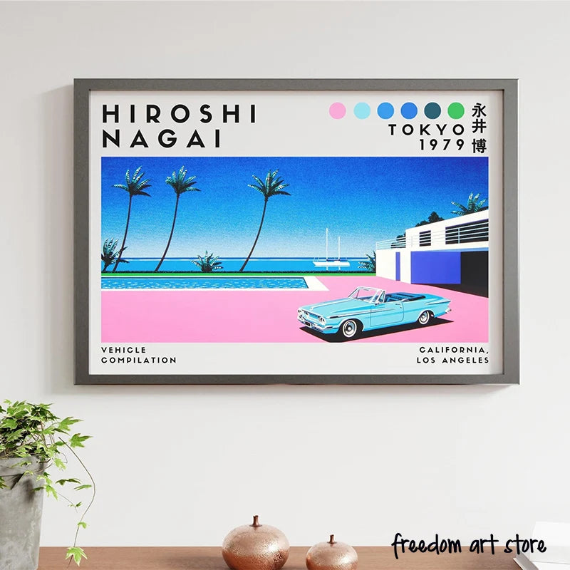 affiches d'art vintage japonaises années 80 de hiroshi nagai