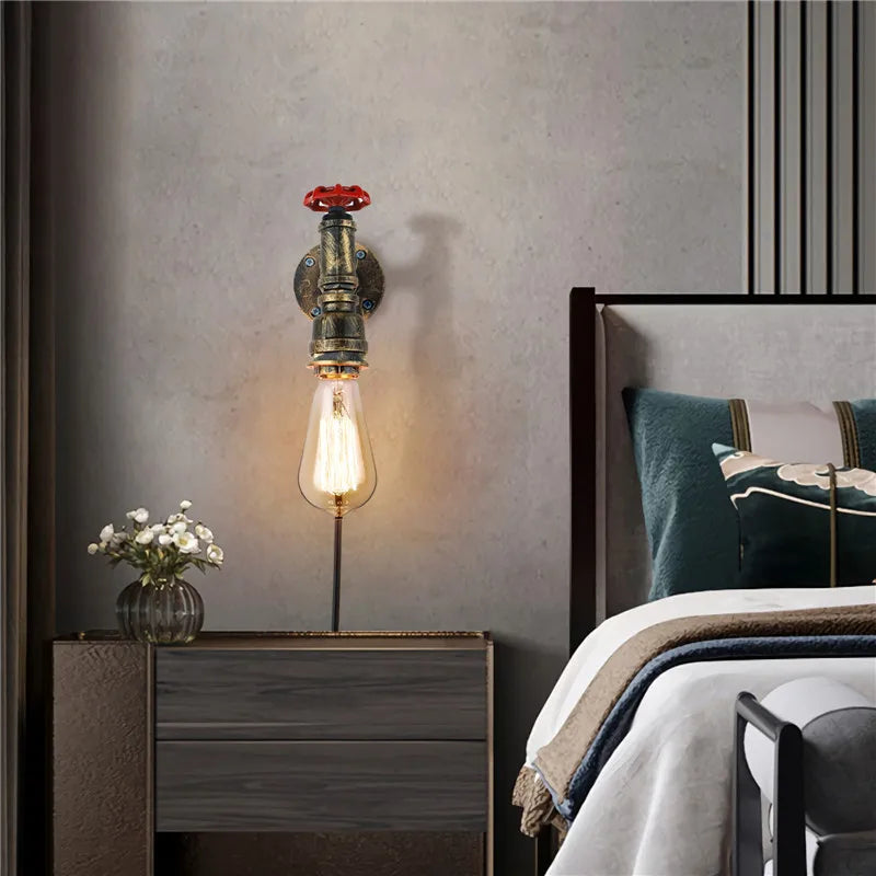 applique murale vintage industriel avec tuyau d'eau