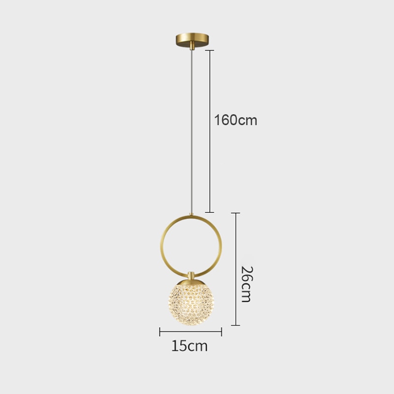 Suspension design LED luxury en verre cristal Ball