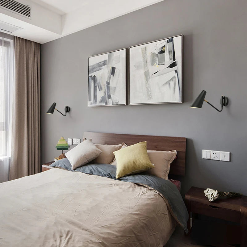 Applique murale réglable interrupteur vintage led flexible noir/or