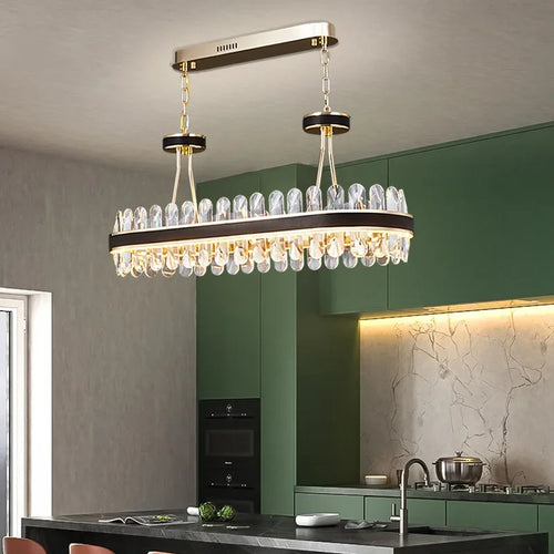 lustre moderne en cristaux éclairage rond à led