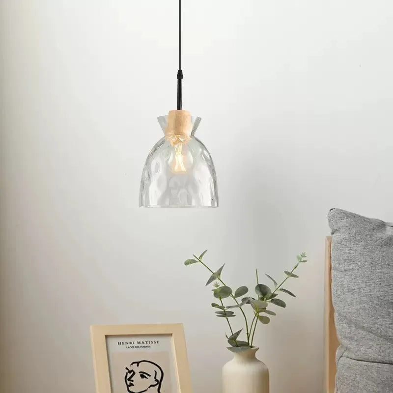 Suspension en verre transparente led déco maison