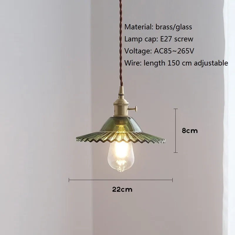 suspension vintage nordique en verre et laiton