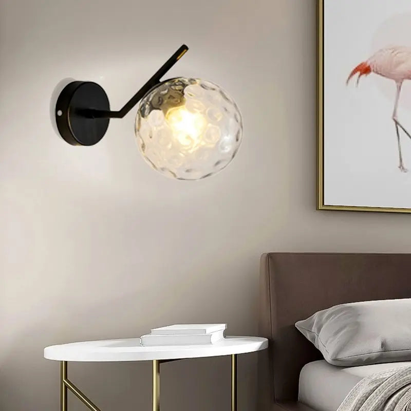Lampe de applique murale LED boule de verre postmoderne Simple chambre chevet lampara luxe or бра allée intérieure salon décor applique murale