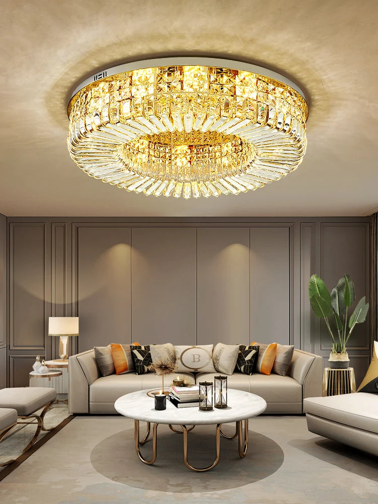 plafonnier led classique en cristal chromé pour intérieur moderne