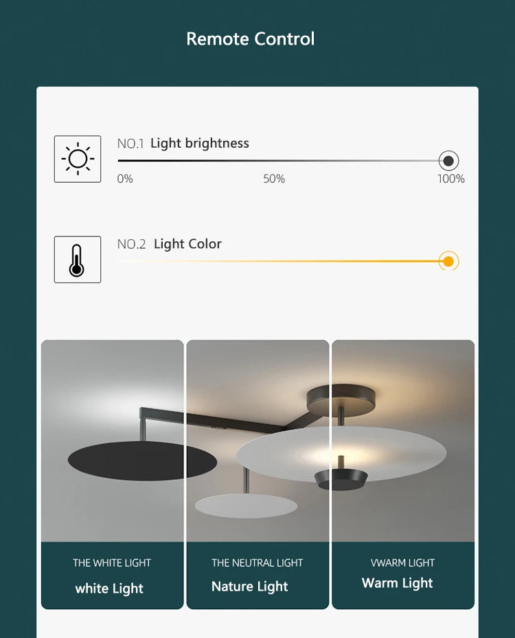 lustre rond avec télécommande gradation pour déco art salon