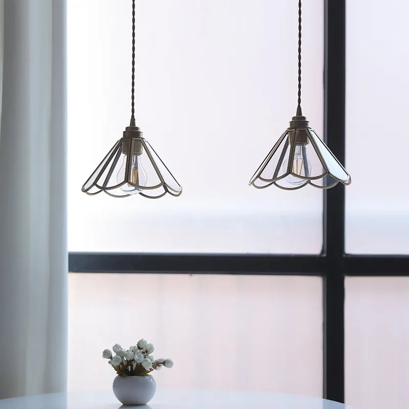 Suspension Nordique LED en Verre et corps doré