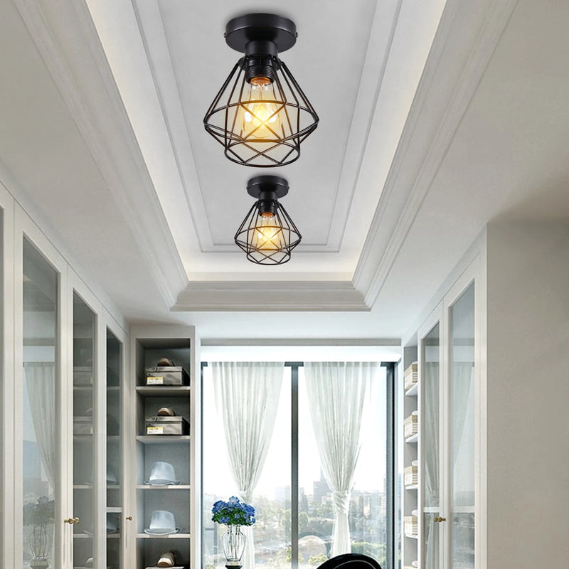 suspension industriel vintage abat-jour rétro loft lampe led maison