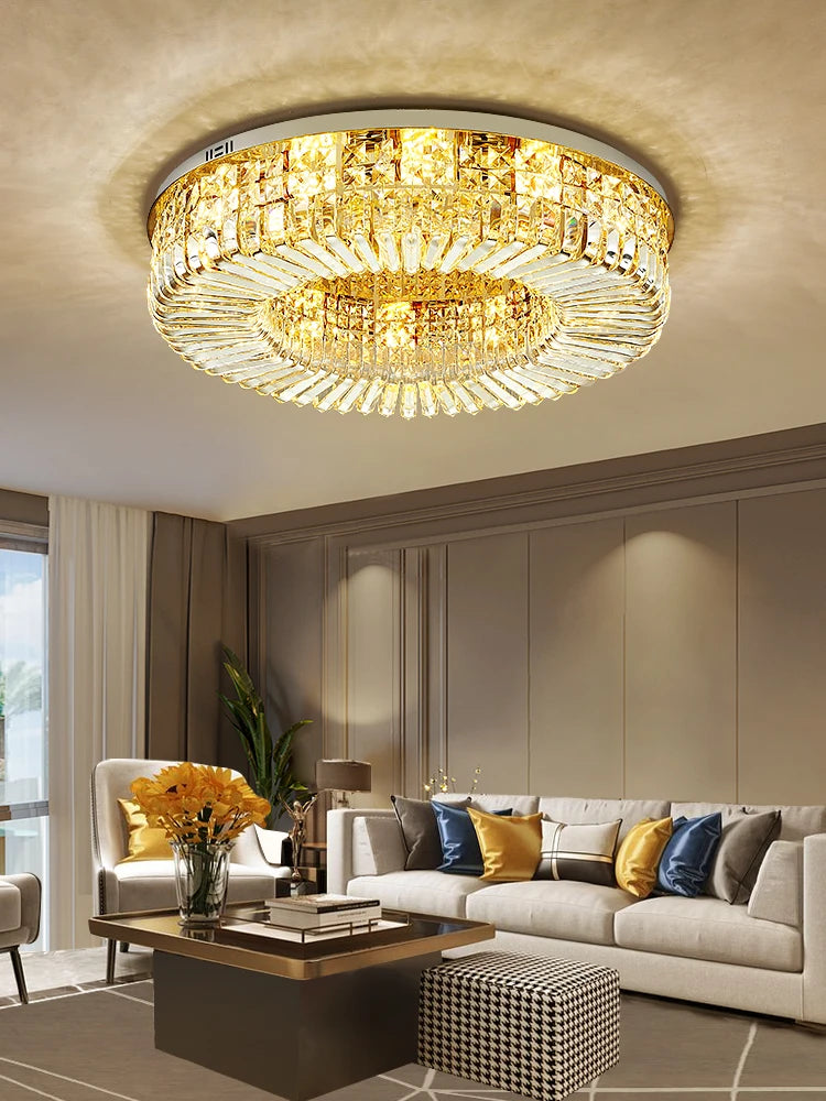 plafonnier led classique en cristal chromé pour intérieur moderne