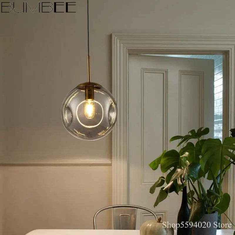 lustre suspension industriel simple boule verre moderne nordique