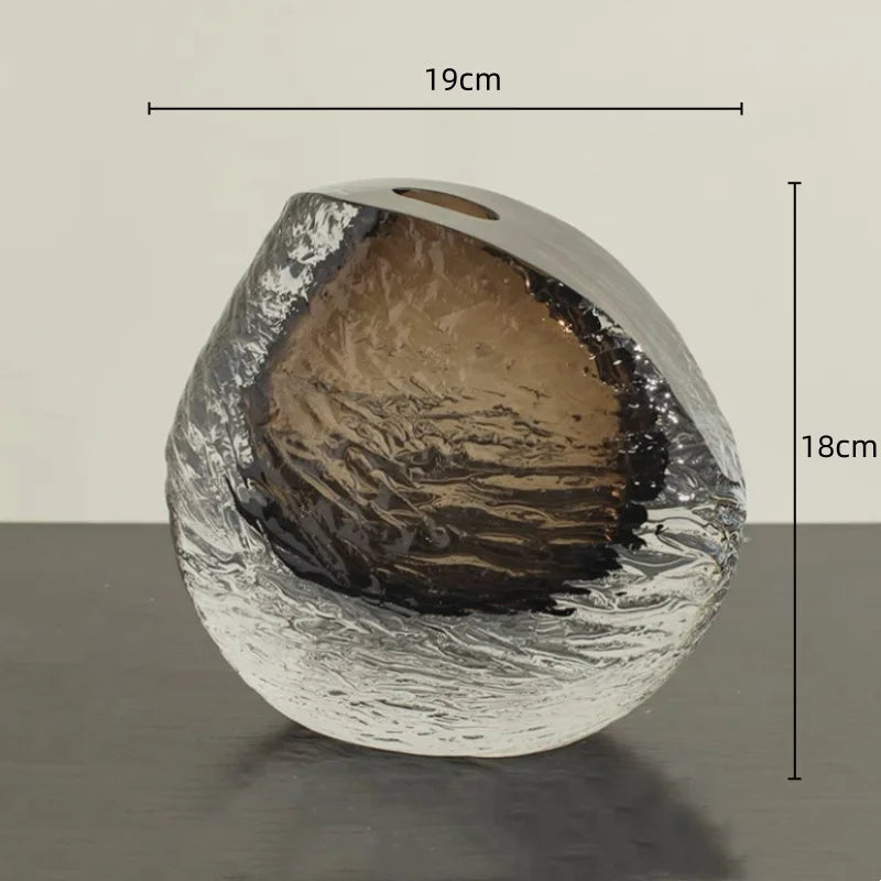 vase en verre épais pour décoration florale artisanale