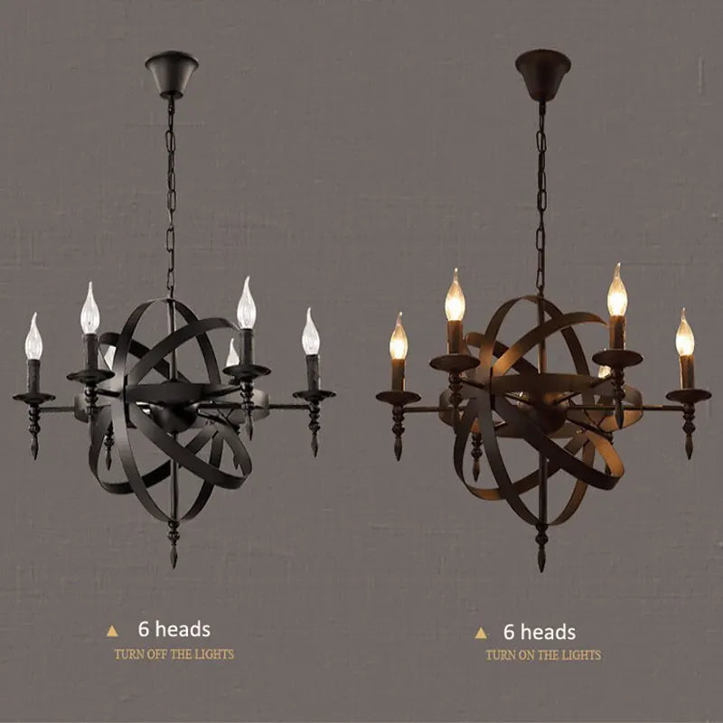 lustre industriel rétro globe en fer style loft américain