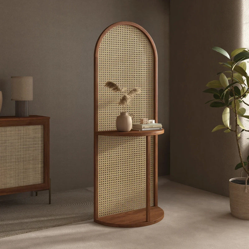 cloison de séparation en rotin japonais étagère mobile design moderne