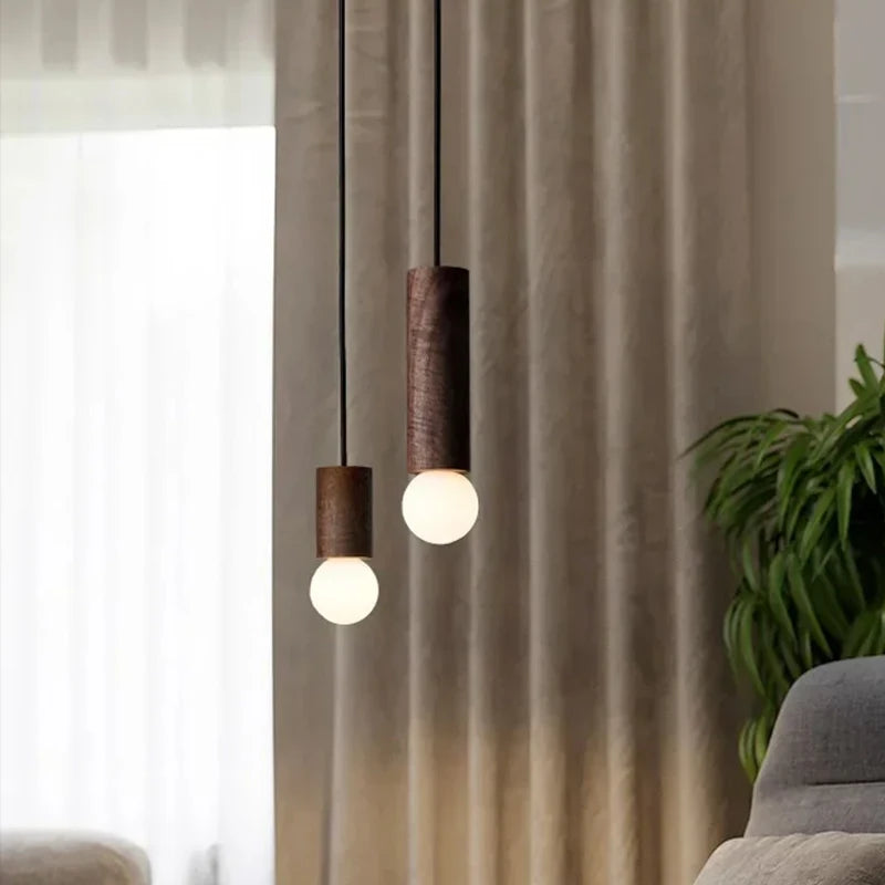 lampe suspendue en bois led décoration simple nordique